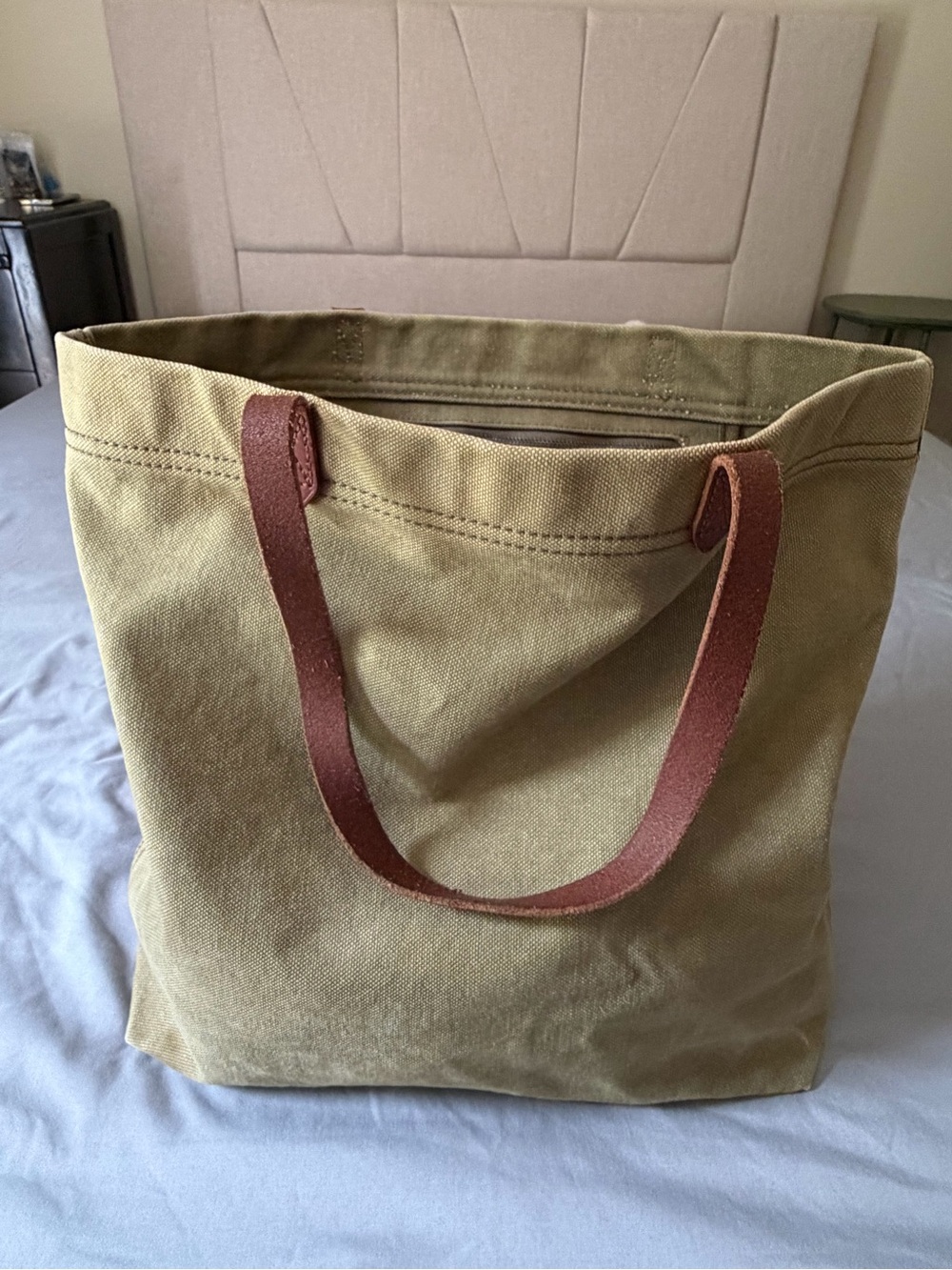 Madewell canvas tote with leather handle straps